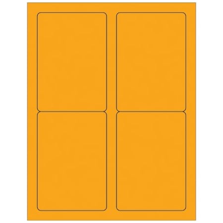 Bsc Preferred 3-1/2 x 5'' Fluorescent Orange Rectangle Laser Labels, 400PK BUY00021362